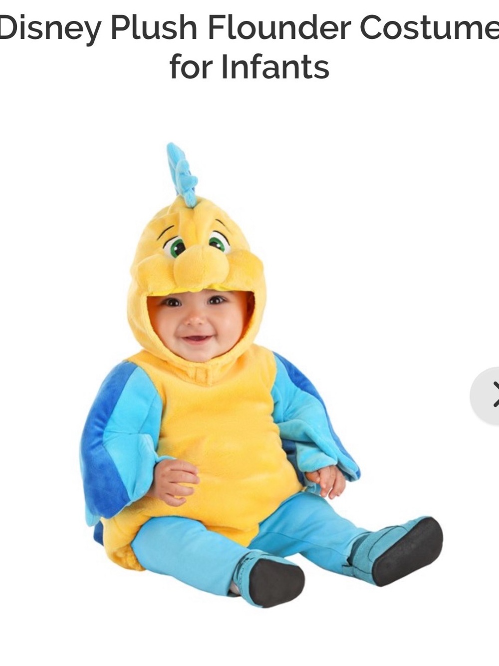 Disney Flounder Character Plush Costume in Yellow & Blue